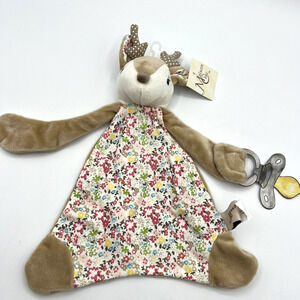 NEW Maison Chic Farrah the Fawn Deer Lovey Pink Brown Floral Paci Holder Blankie